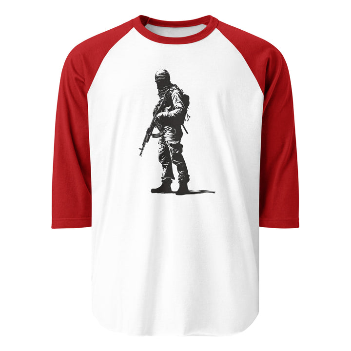 The Fighter - Men’s ¾ Sleeve Raglan Shirt, 34 Sleeve Raglan Shirt White Red
