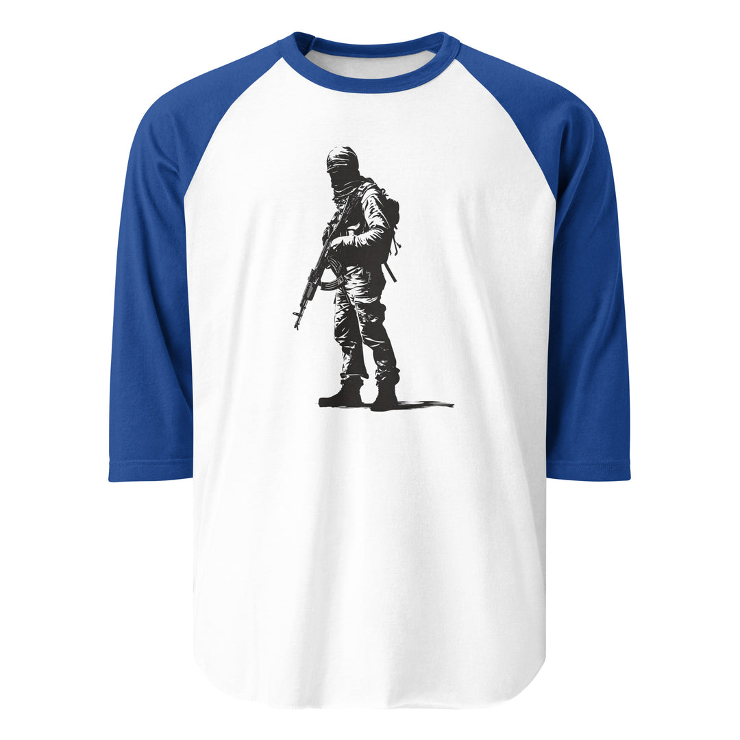 The Fighter - Men’s ¾ Sleeve Raglan Shirt, 34 Sleeve Raglan Shirt White Royal