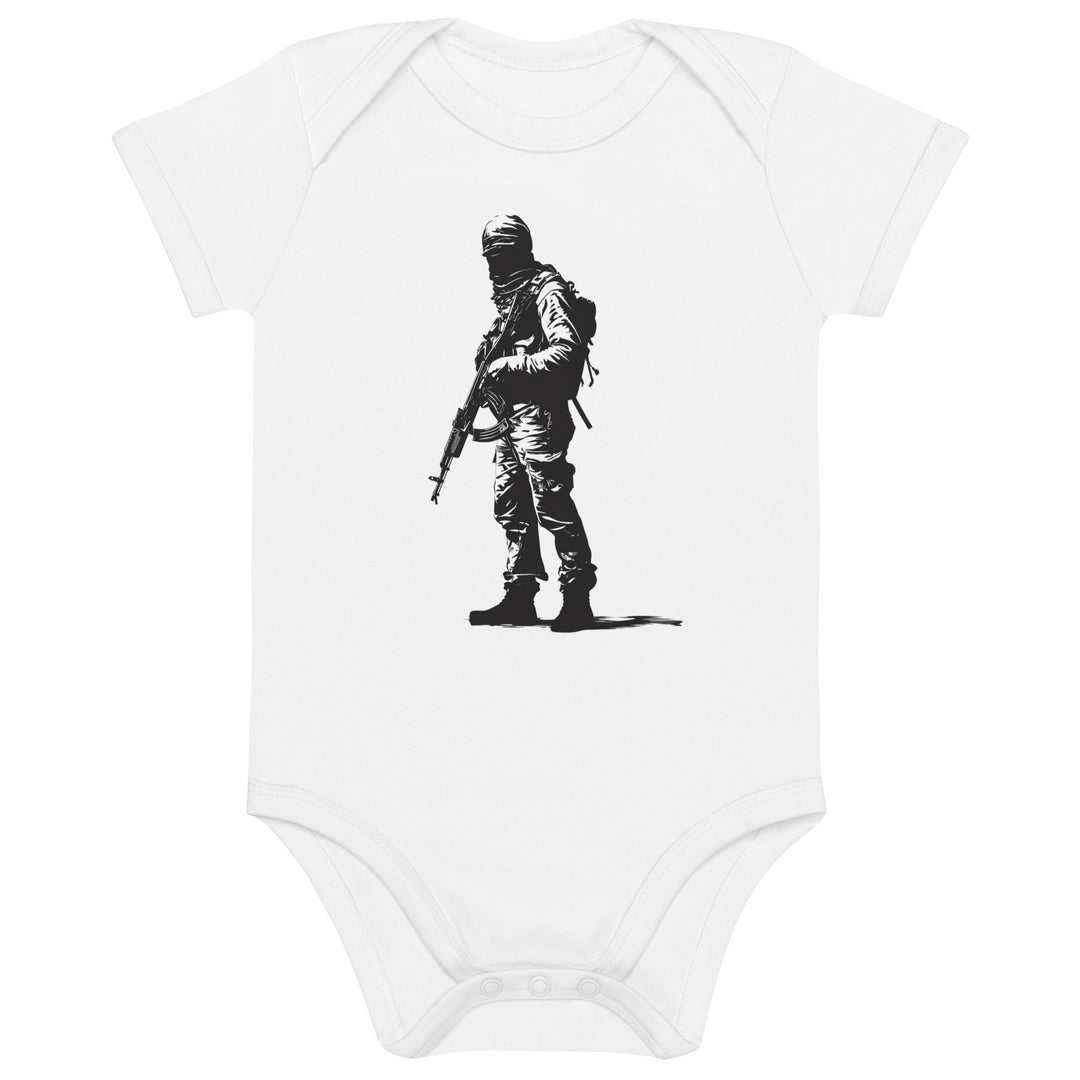 The Fighter - Organic Cotton Baby Bodysuit, Cotton Baby Bodysuit White