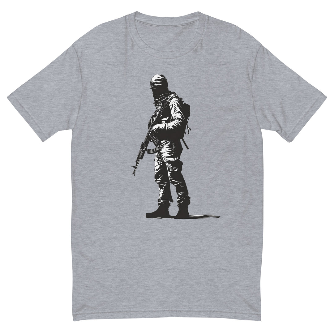 The Fighter - Short Sleeve T-Shirt, Mens Fitted T Shirt Heather Grey