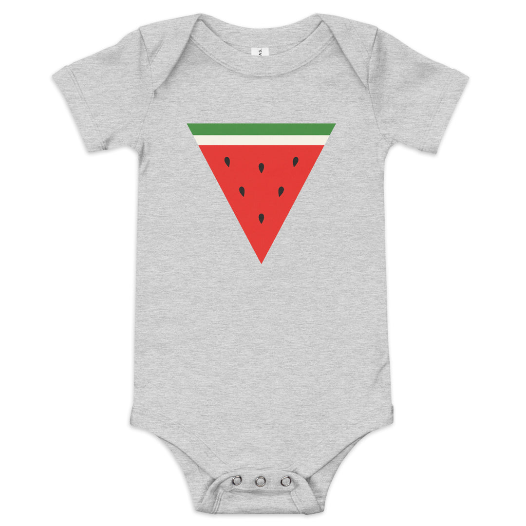 Triangle Watermelon - Baby Short Sleeve One Piece, Heather