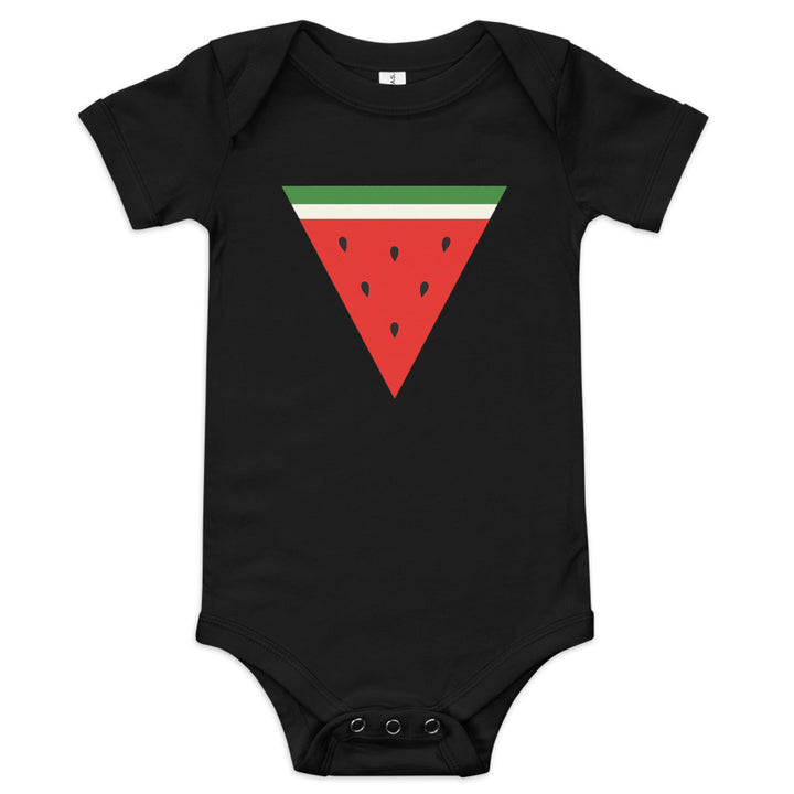 Triangle Watermelon - Baby Short Sleeve One Piece, Black