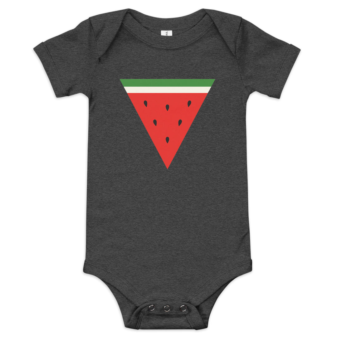 Triangle Watermelon - Baby Short Sleeve One Piece, Dark Grey Heather