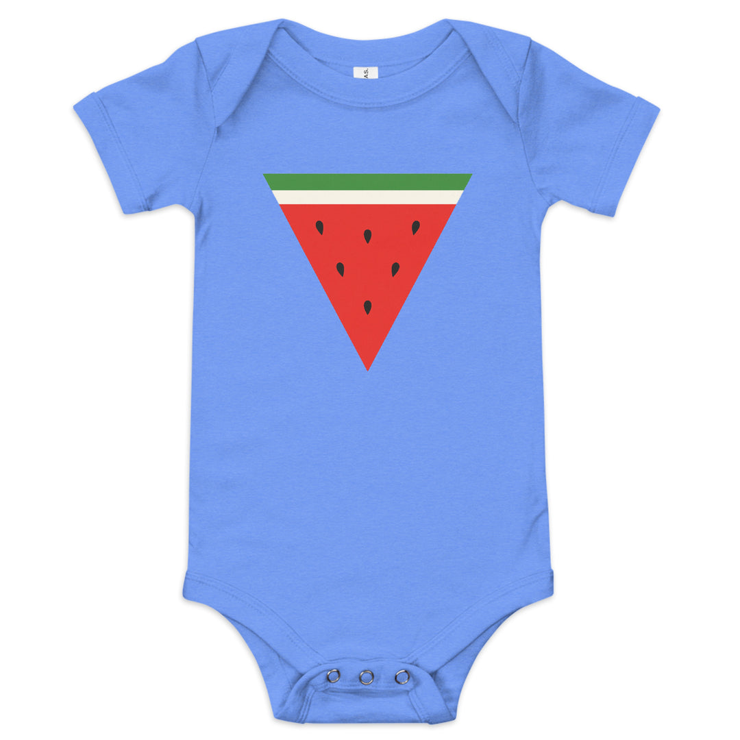 Triangle Watermelon - Baby Short Sleeve One Piece, Heather Columbia Blue