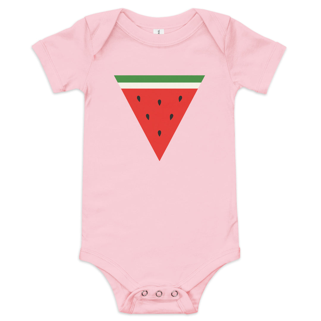 Triangle Watermelon - Baby Short Sleeve One Piece, Pink