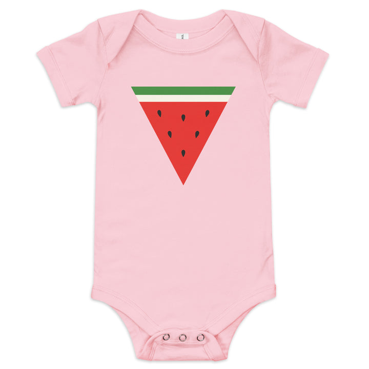 Triangle Watermelon - Baby Short Sleeve One Piece, Pink