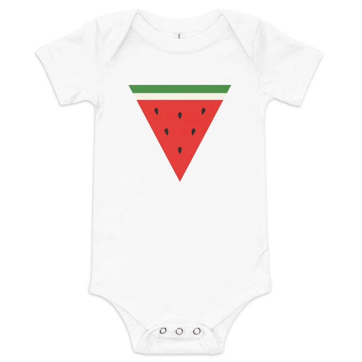 Triangle Watermelon - Baby Short Sleeve One Piece, White