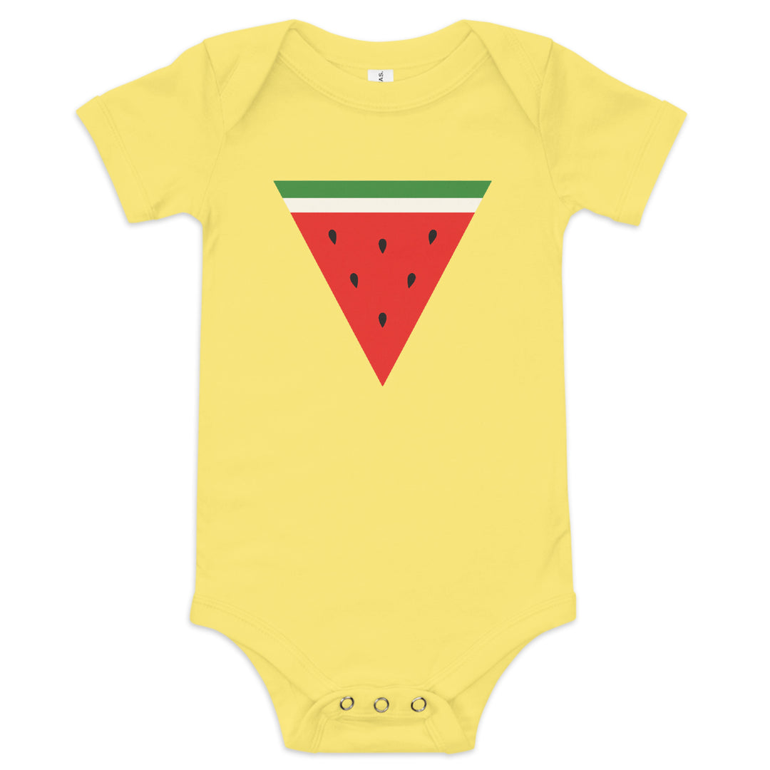 Triangle Watermelon - Baby Short Sleeve One Piece, Yellow