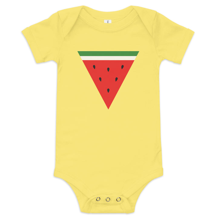Triangle Watermelon - Baby Short Sleeve One Piece, Yellow