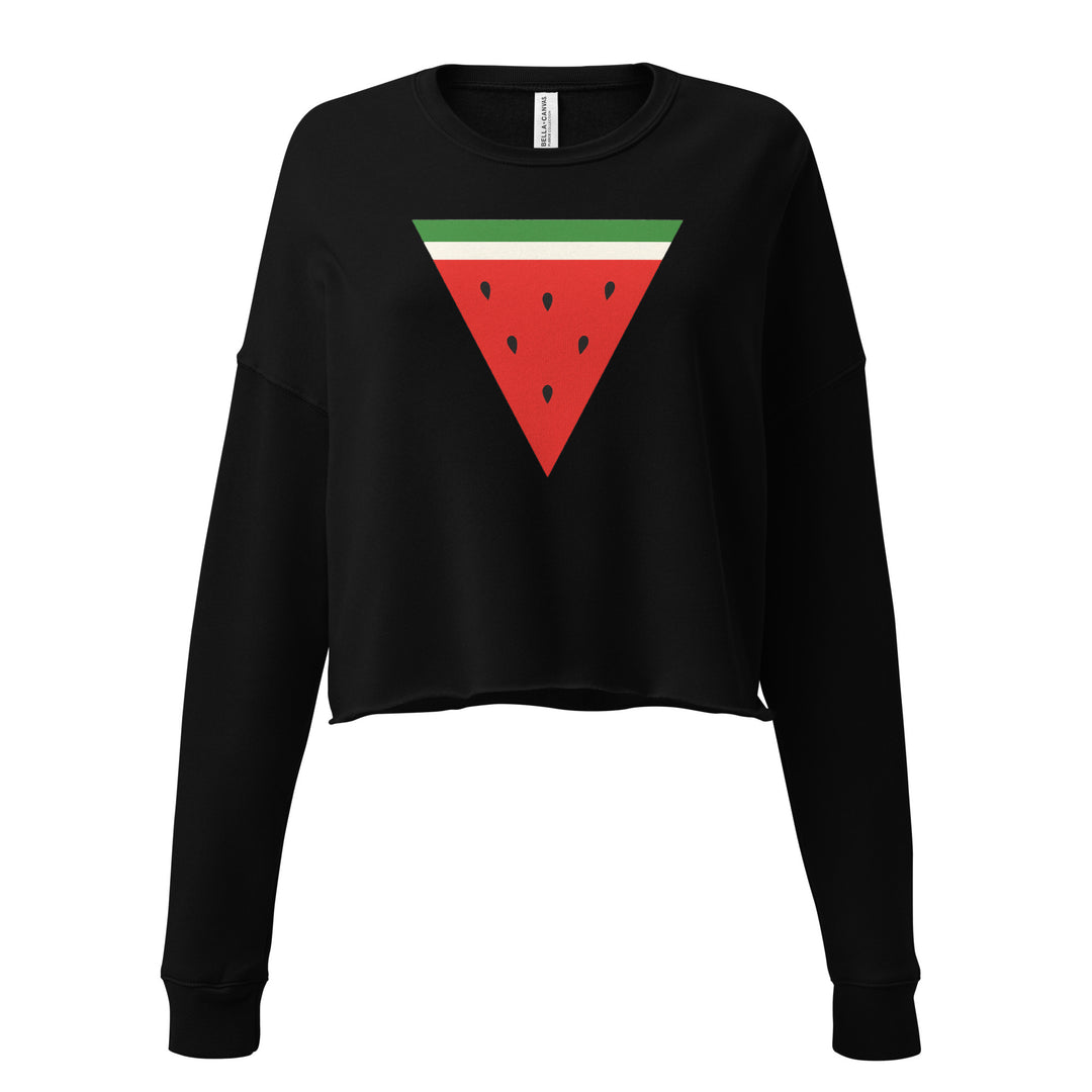 Triangle Watermelon - Crop Sweatshirt, Womens Cropped Sweatshirt Black