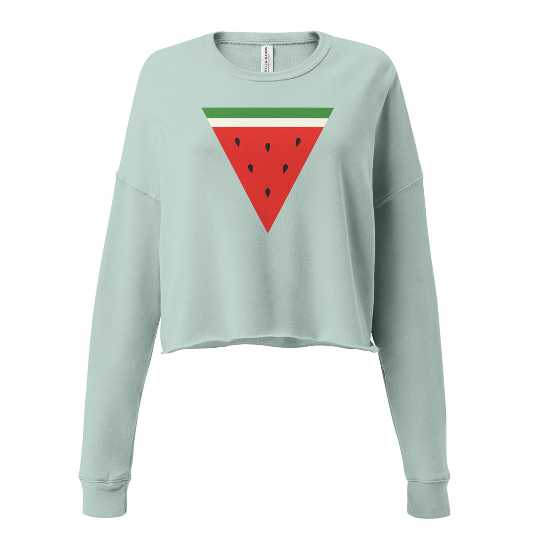 Triangle Watermelon - Crop Sweatshirt, Womens Cropped Sweatshirt Dusty Blue