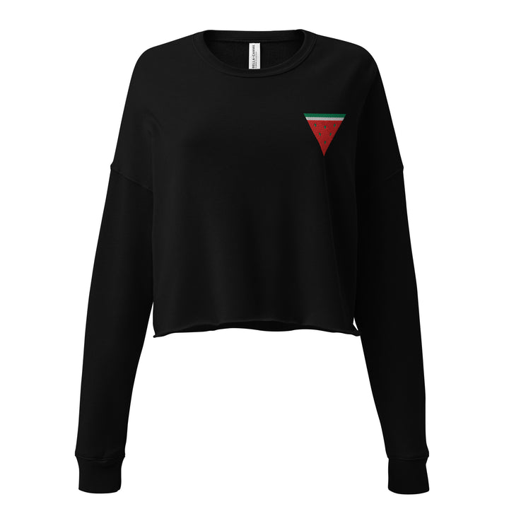 Triangle Watermelon - Embroidered Crop Sweatshirt, Womens Cropped Sweatshirt Black