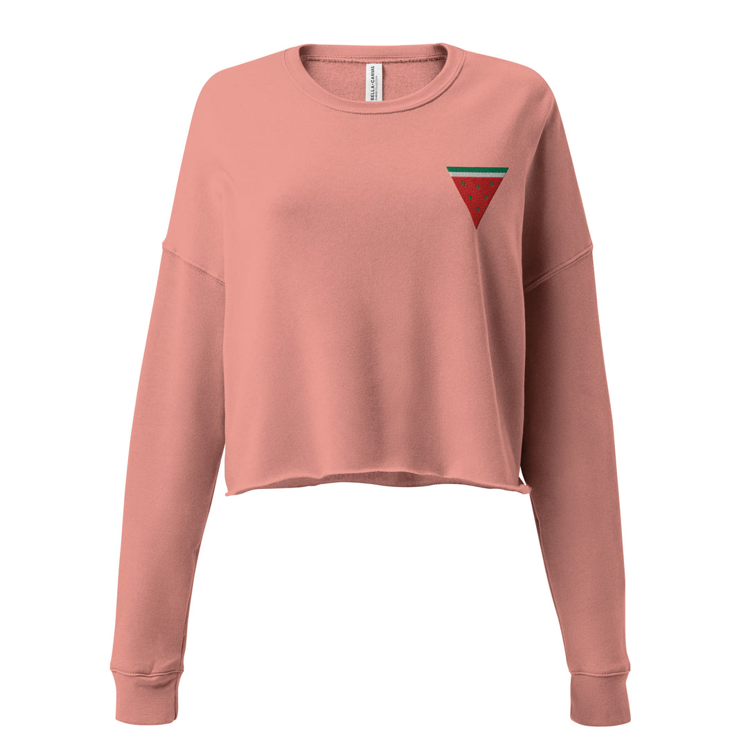 Triangle Watermelon - Embroidered Crop Sweatshirt, Womens Cropped Sweatshirt Mauve