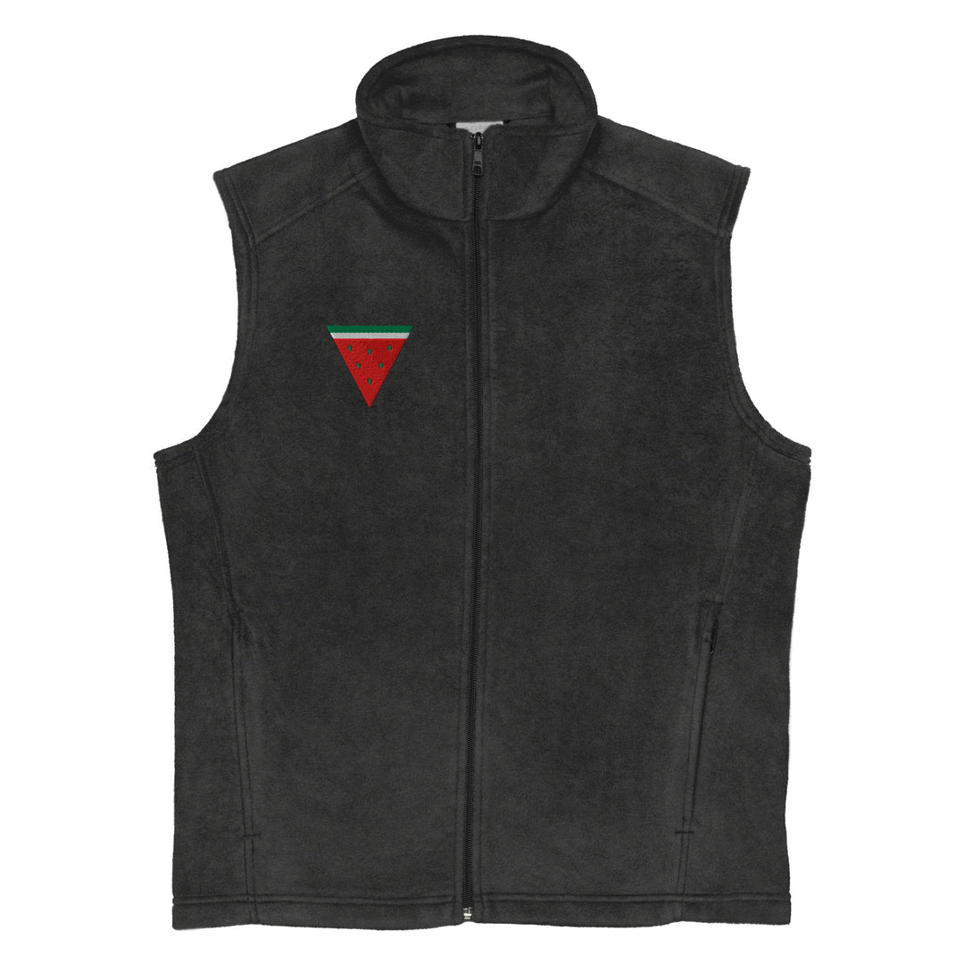 Triangle Watermelon - Men’s Columbia Fleece Vest, Mens Columbia Fleece Vest Charcoal Heather