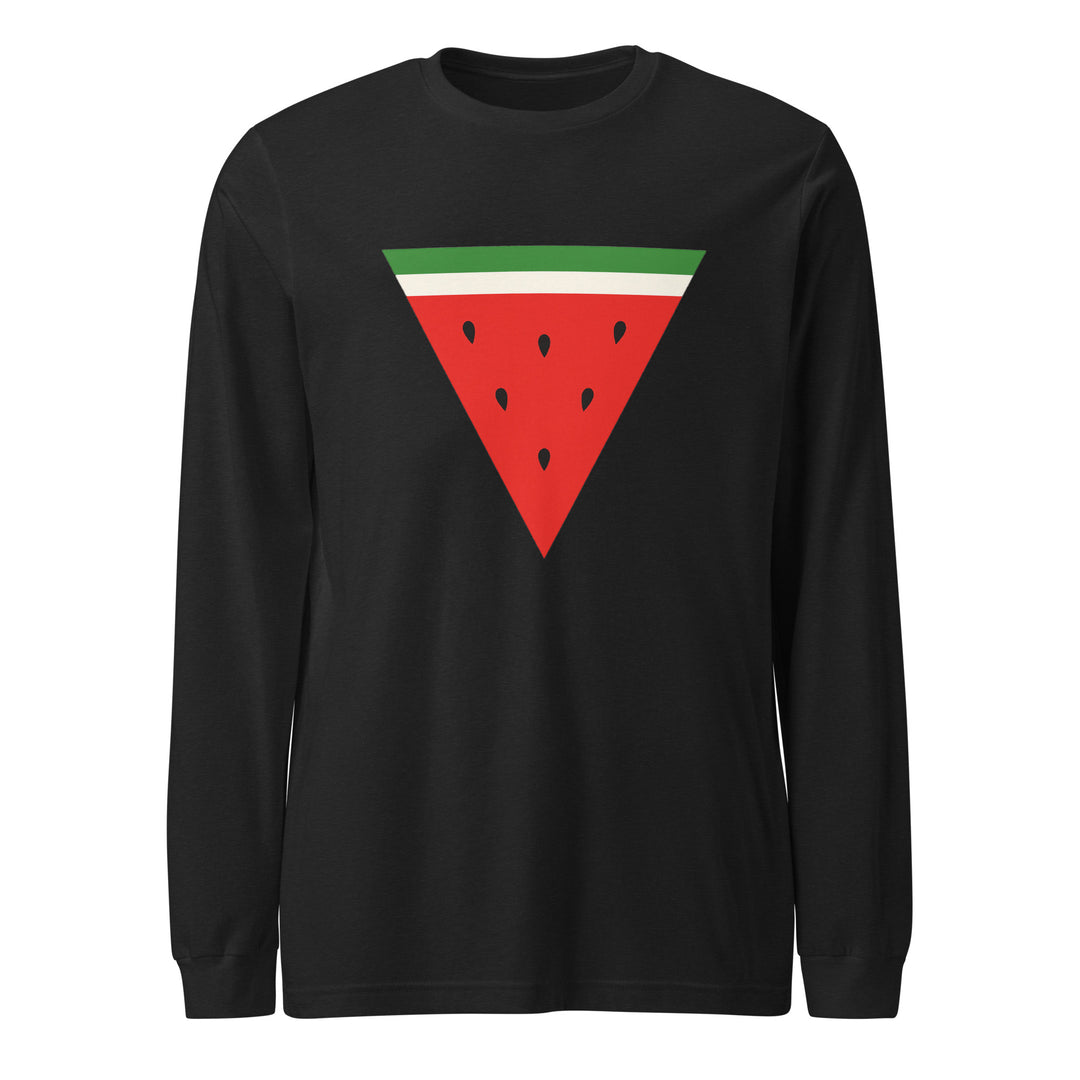 Triangle Watermelon - Men’s Long Sleeve Shirt, Black Heather