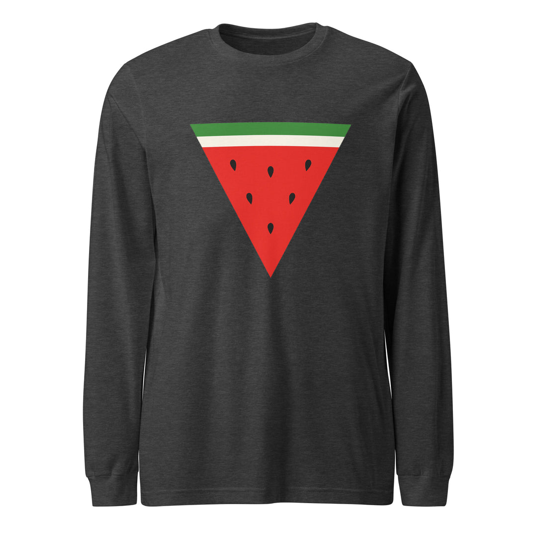Triangle Watermelon - Men’s Long Sleeve Shirt, Dark Grey Heather
