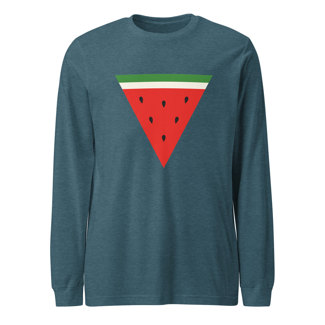 Triangle Watermelon - Men’s Long Sleeve Shirt, Heather Deep Teal