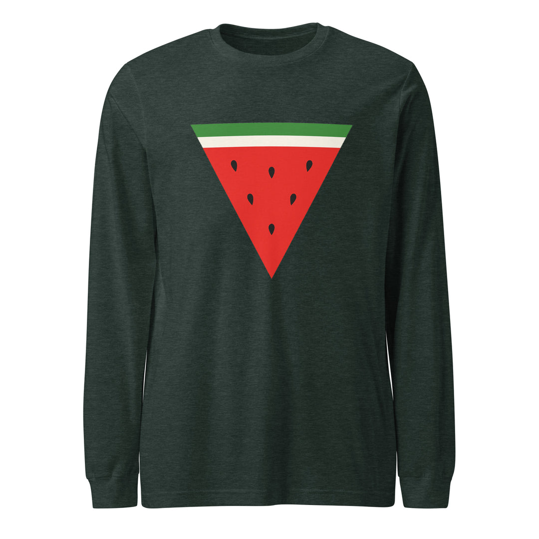 Triangle Watermelon - Men’s Long Sleeve Shirt, Heather Forest