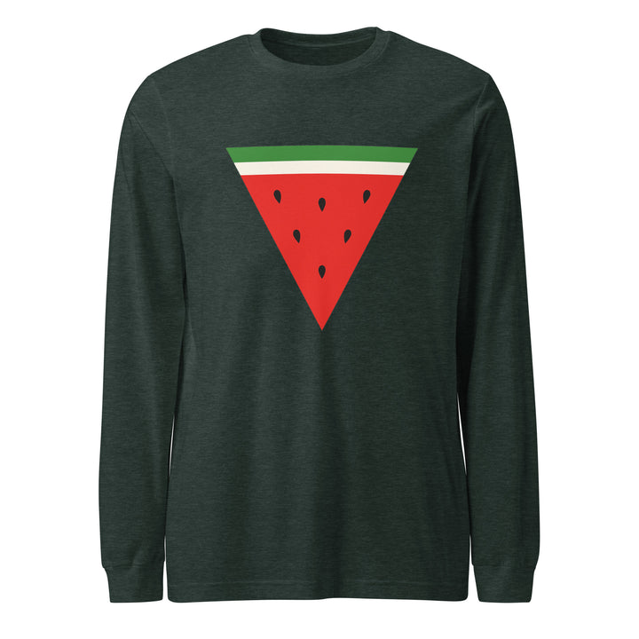 Triangle Watermelon - Men’s Long Sleeve Shirt, Heather Forest