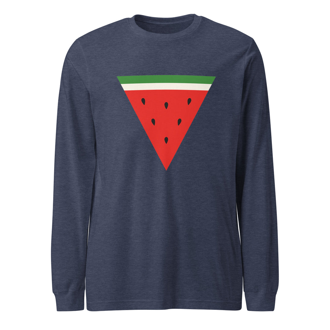 Triangle Watermelon - Men’s Long Sleeve Shirt, Heather Navy