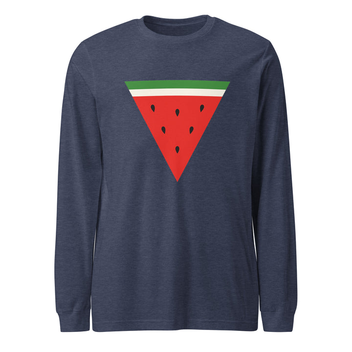 Triangle Watermelon - Men’s Long Sleeve Shirt, Heather Navy