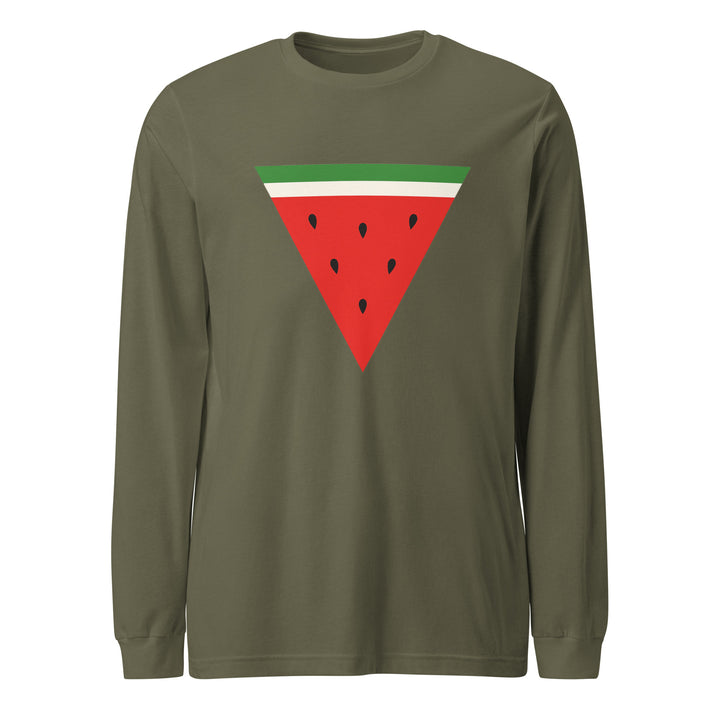 Triangle Watermelon - Men’s Long Sleeve Shirt, Military Green