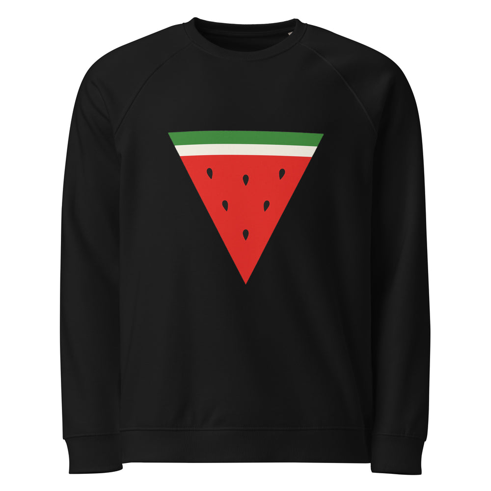 Triangle Watermelon – Men’s Organic Raglan Sweatshirt, Black