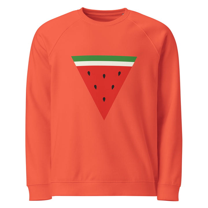 Triangle Watermelon – Men’s Organic Raglan Sweatshirt, Burnt Orange