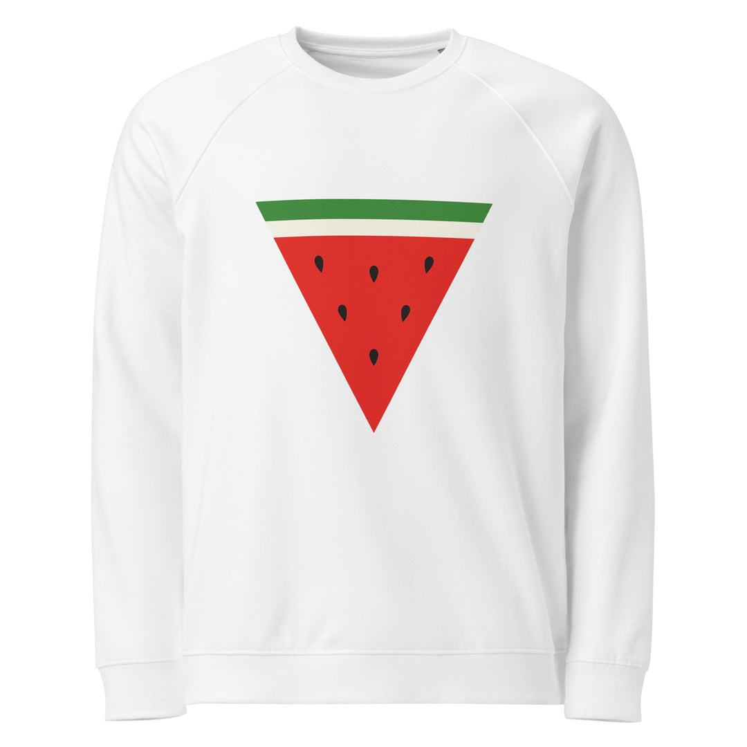 Triangle Watermelon – Men’s Organic Raglan Sweatshirt, White
