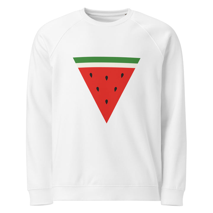 Triangle Watermelon – Men’s Organic Raglan Sweatshirt, White