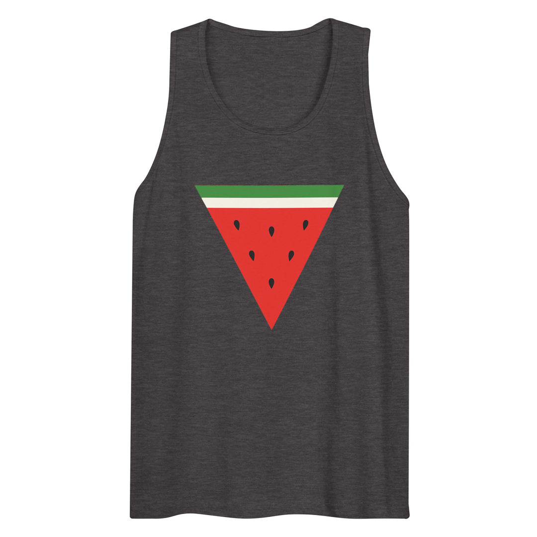 Triangle Watermelon - Men’s Premium Tank Top, Mens Premium Tank Top Charcoal Heather