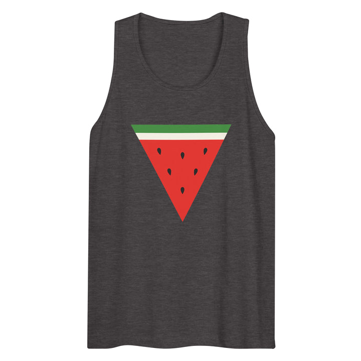 Triangle Watermelon - Men’s Premium Tank Top, Mens Premium Tank Top Charcoal Heather