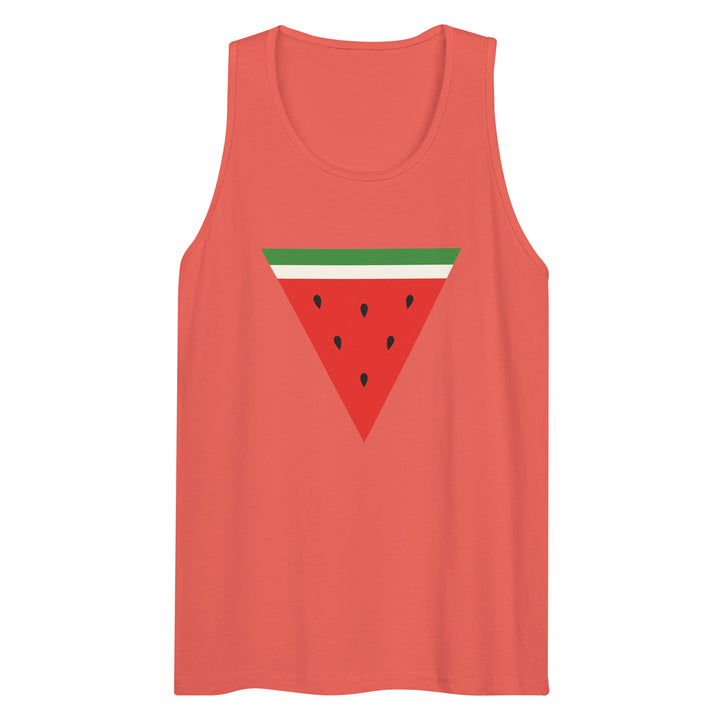 Triangle Watermelon - Men’s Premium Tank Top, Mens Premium Tank Top Coral