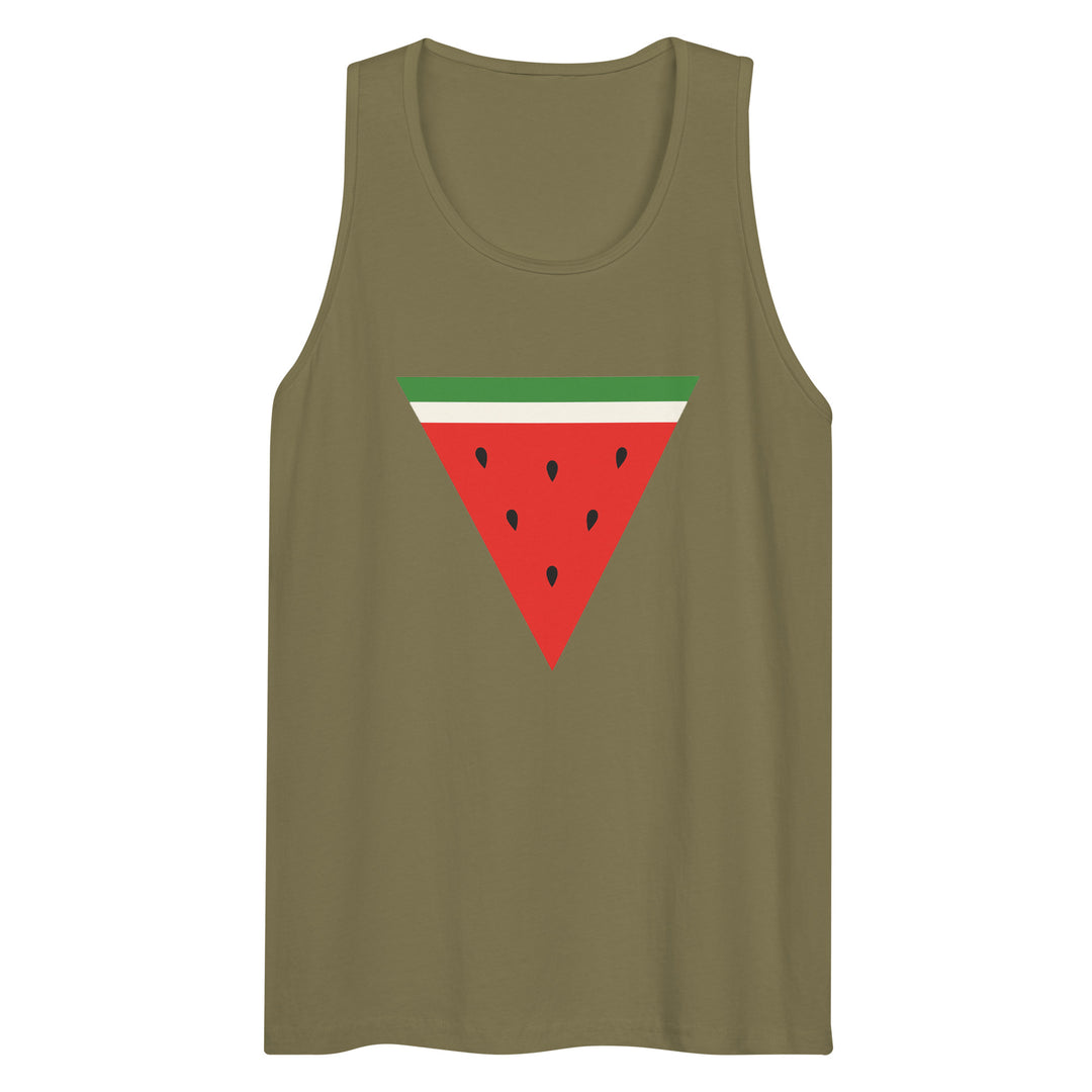 Triangle Watermelon - Men’s Premium Tank Top, Mens Premium Tank Top Military Green
