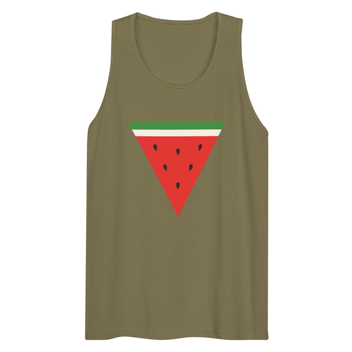 Triangle Watermelon - Men’s Premium Tank Top, Mens Premium Tank Top Military Green