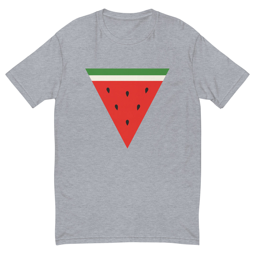 Triangle Watermelon - Short Sleeve T-Shirt, Mens Fitted T Shirt Heather Grey