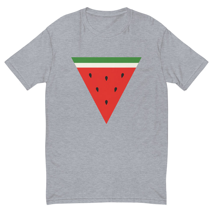 Triangle Watermelon - Short Sleeve T-Shirt, Mens Fitted T Shirt Heather Grey