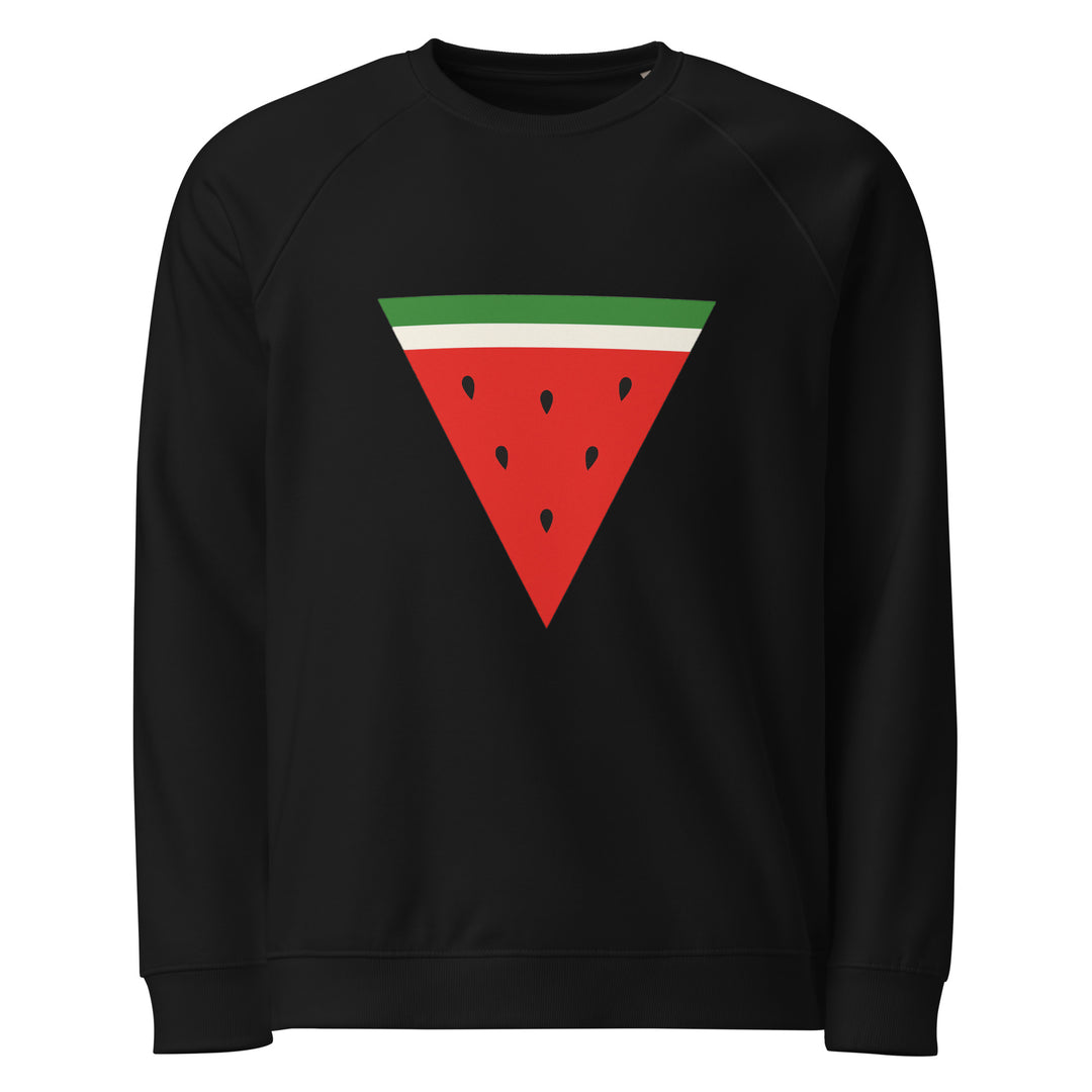 Triangle Watermelon - Women’s Organic Raglan Sweatshirt, Black