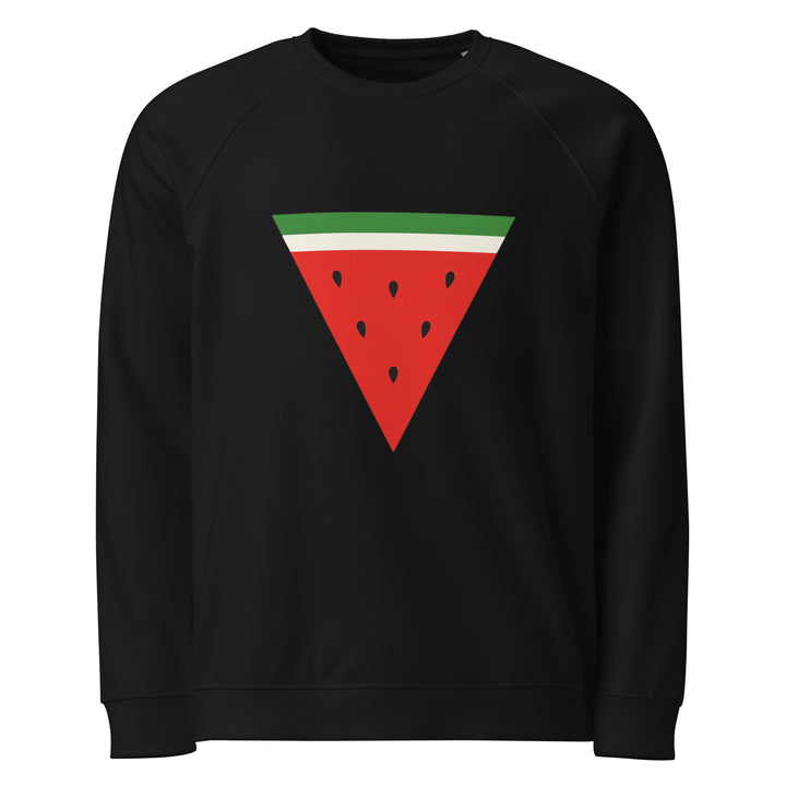 Triangle Watermelon - Women’s Organic Raglan Sweatshirt, Black