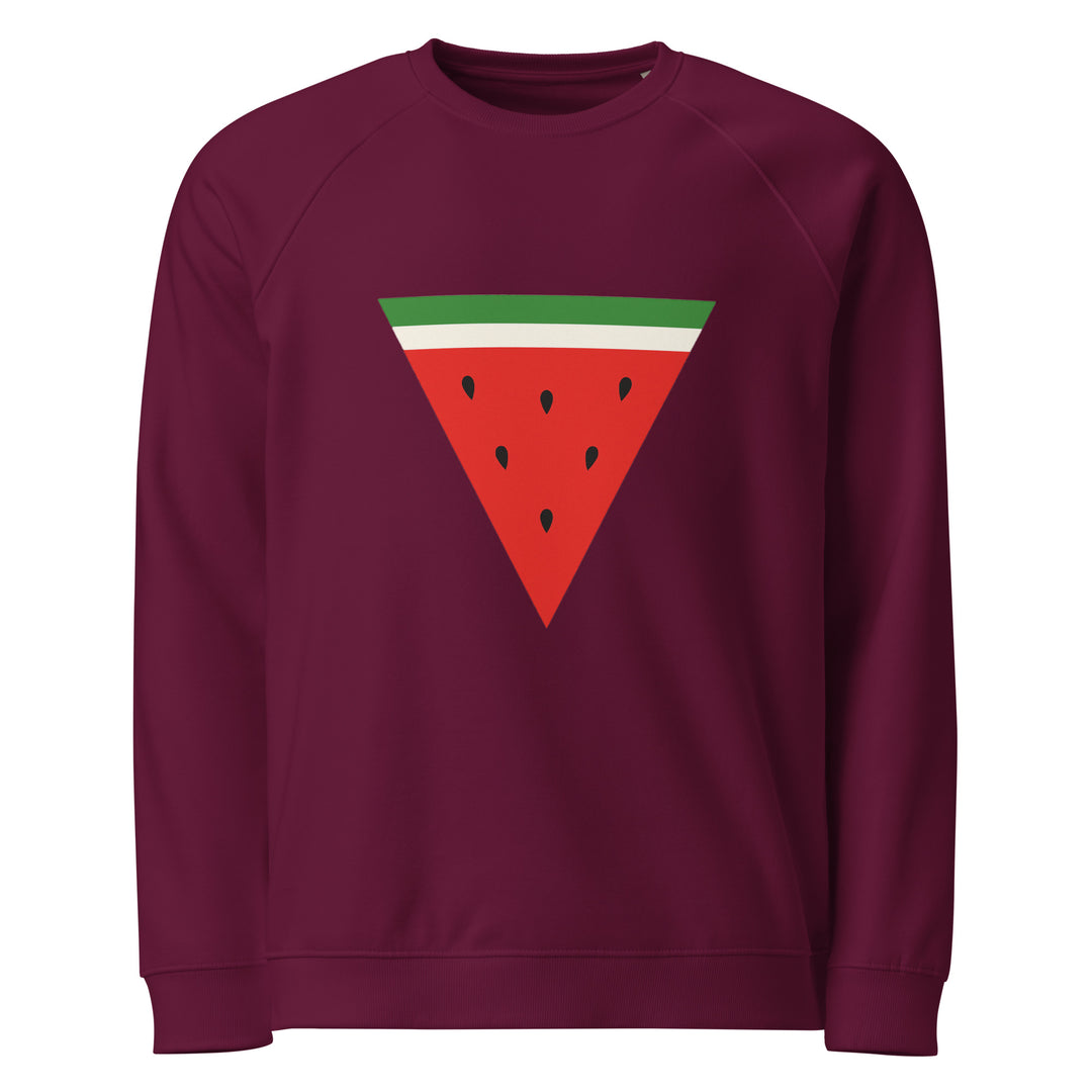 Triangle Watermelon - Women’s Organic Raglan Sweatshirt, Burgundy