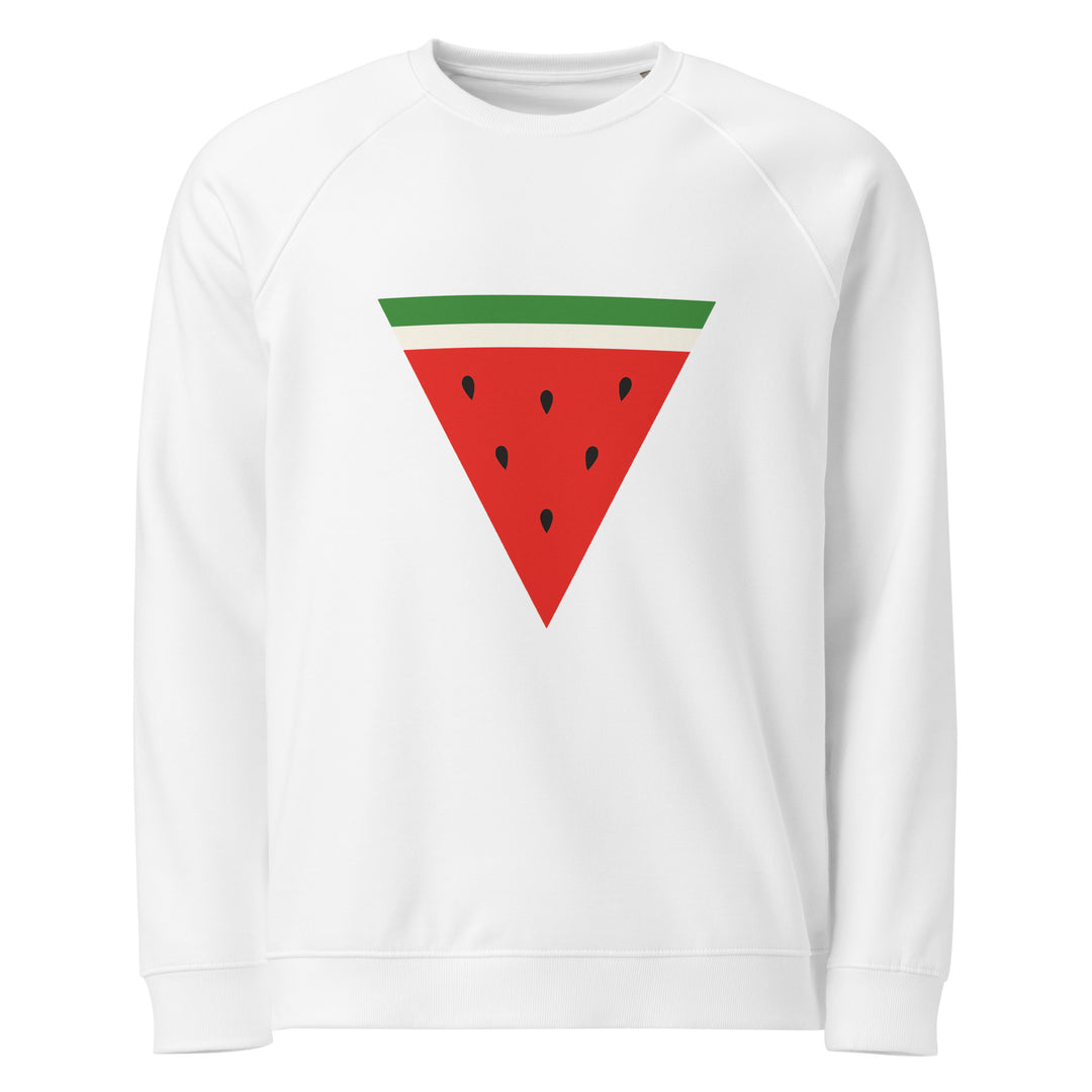 Triangle Watermelon - Women’s Organic Raglan Sweatshirt, White