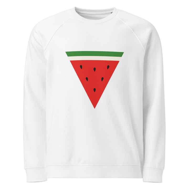 Triangle Watermelon - Women’s Organic Raglan Sweatshirt, White