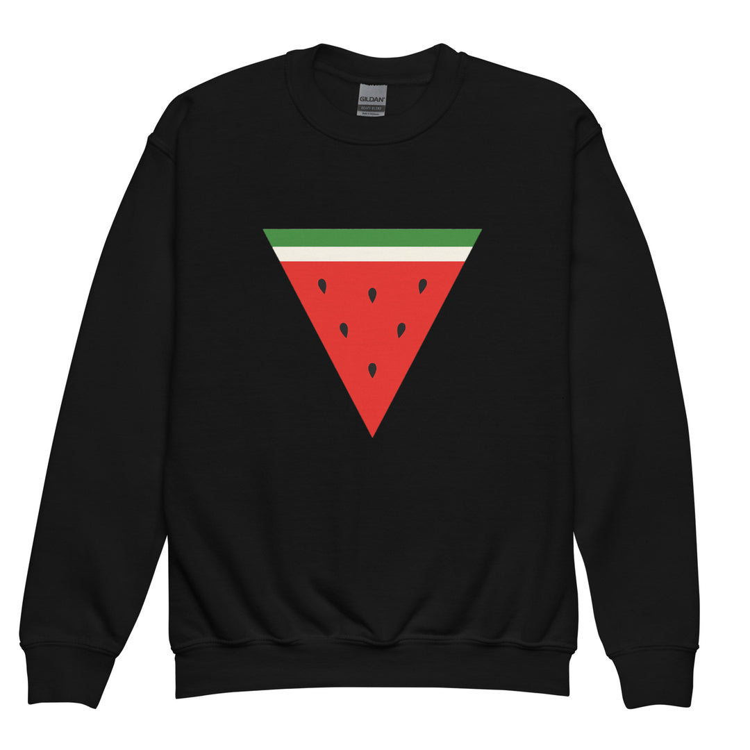Triangle Watermelon - Youth Crewneck Sweatshirt, Black