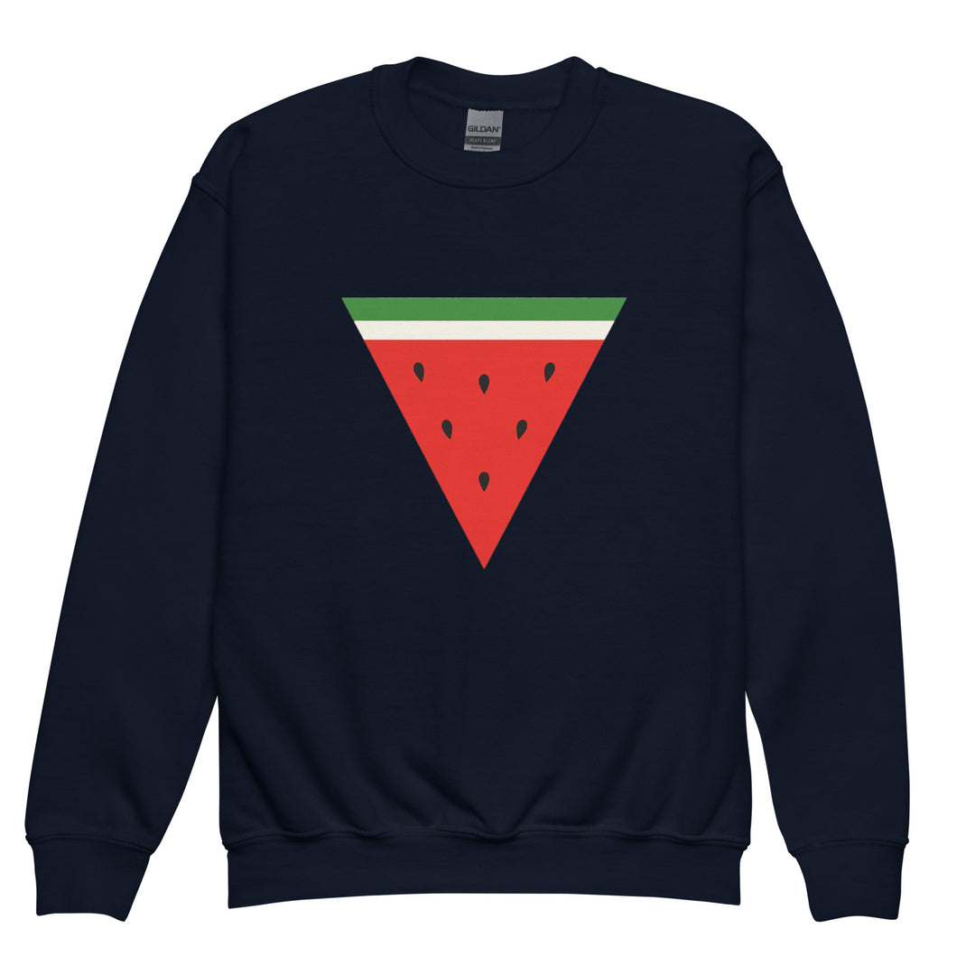 Triangle Watermelon - Youth Crewneck Sweatshirt, Navy