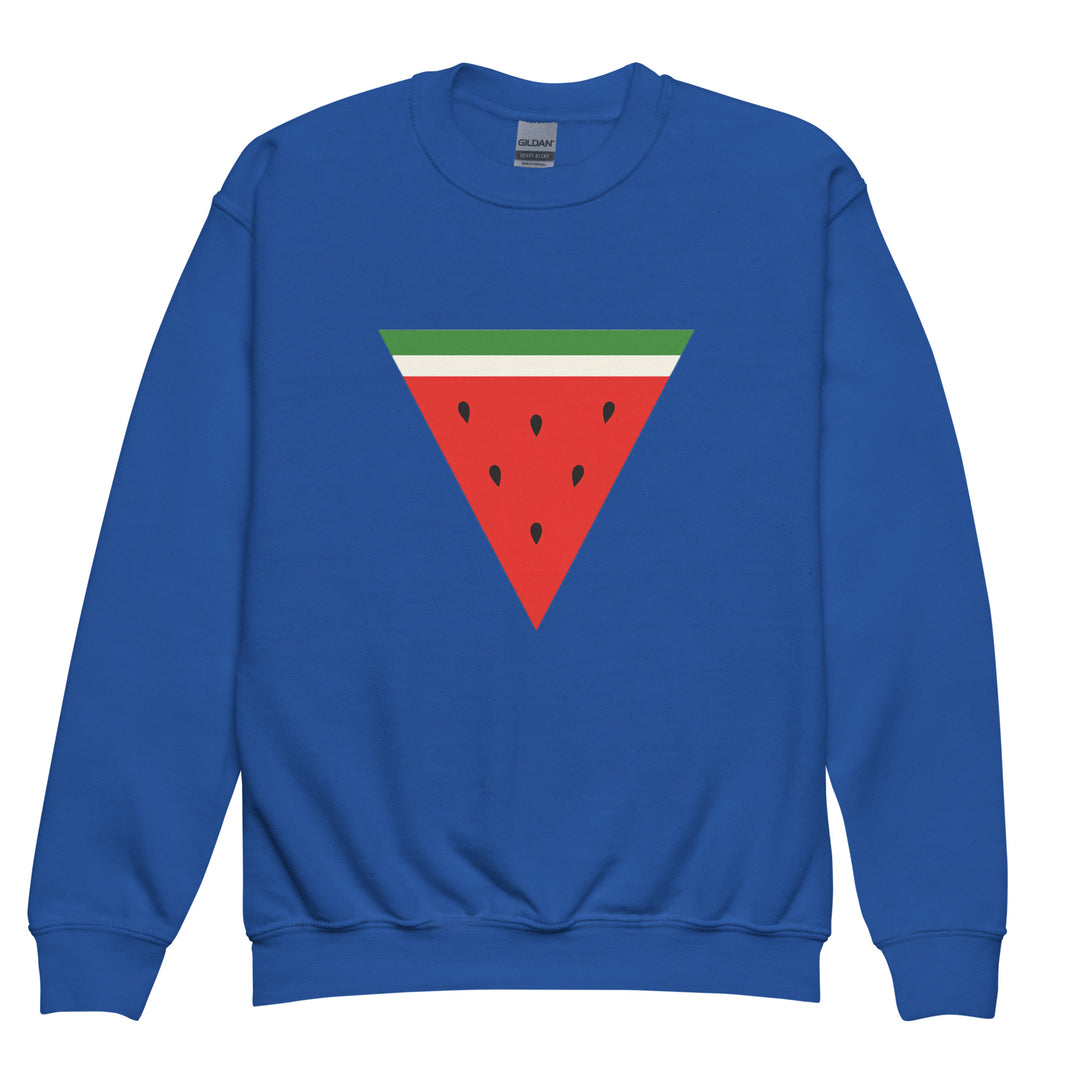 Triangle Watermelon - Youth Crewneck Sweatshirt, Royal