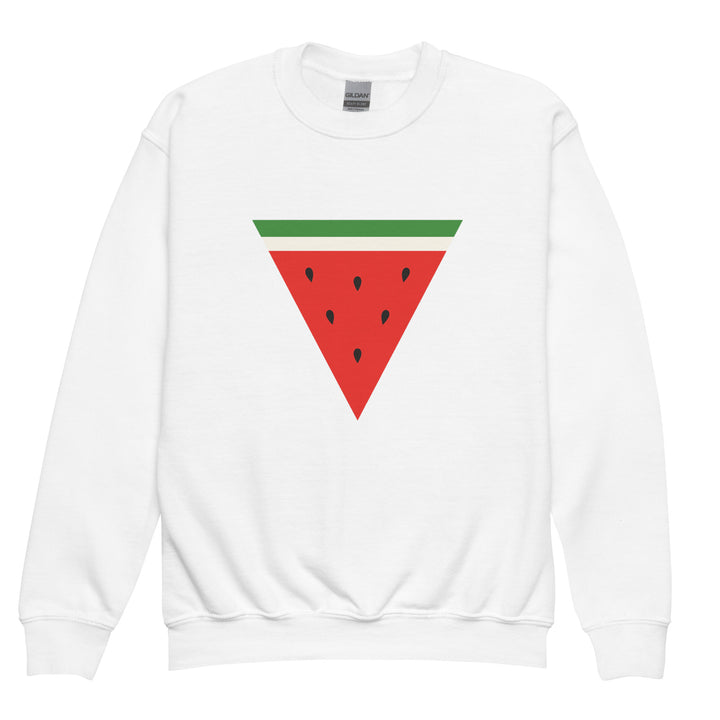Triangle Watermelon - Youth Crewneck Sweatshirt, White