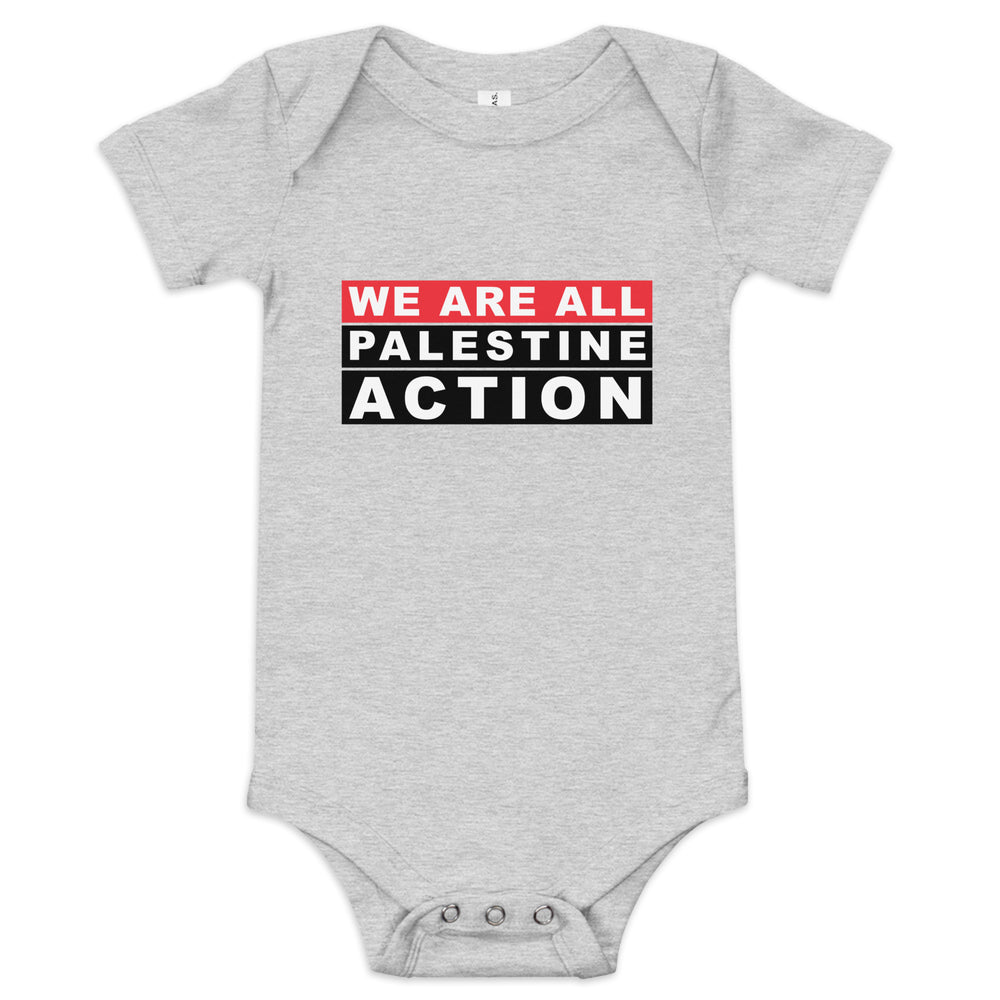 We Are All Palestine Action - Baby Short Sleeve One Piece, Heather