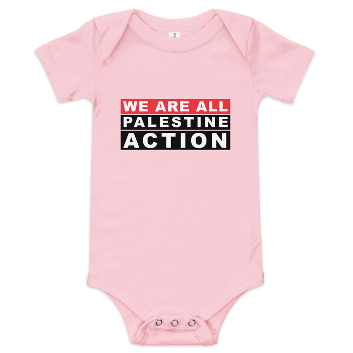 We Are All Palestine Action - Baby Short Sleeve One Piece, Pink