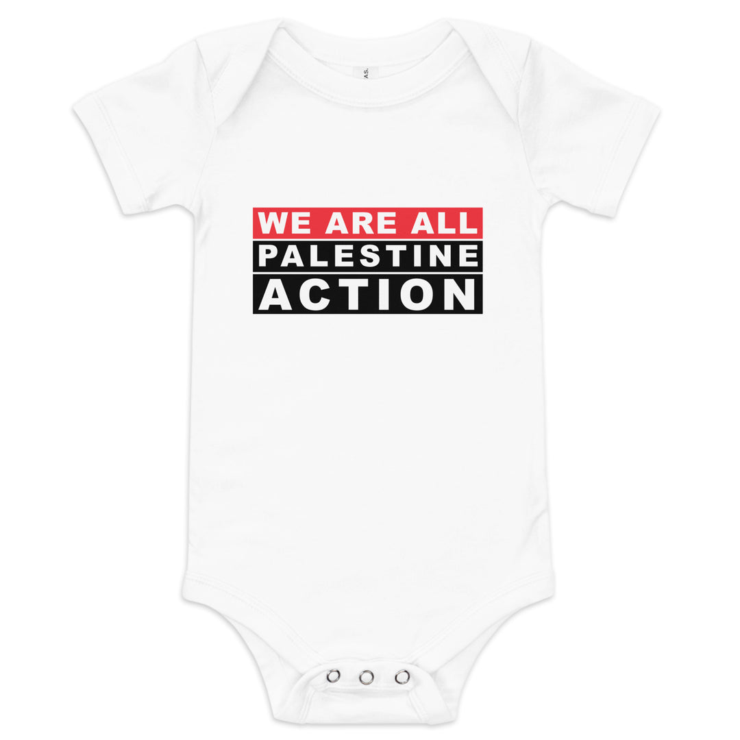 We Are All Palestine Action - Baby Short Sleeve One Piece, White