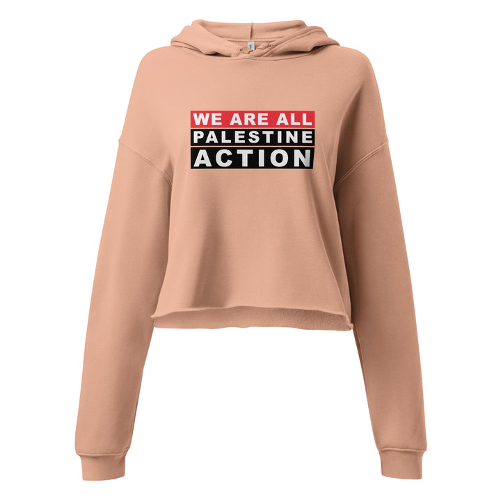 We Are All Palestine Action - Crop Hoodie, Womens Cropped Hoodie Peach